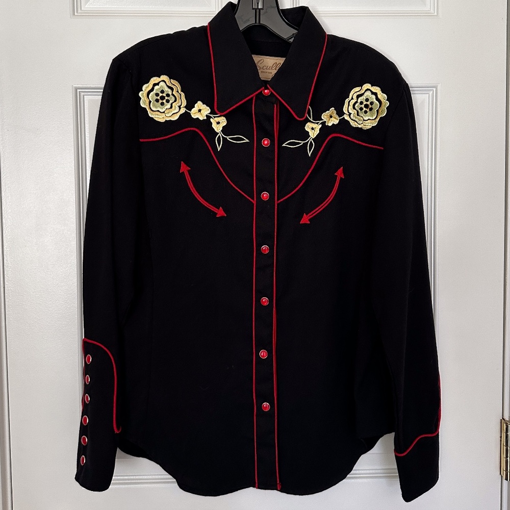 Scully western shirt with yellow roses, size Medium